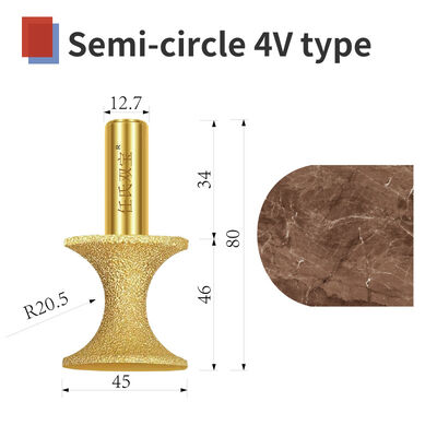 Semi-circle 3V type diamond vacuum brazed tool engraving stone marble granite